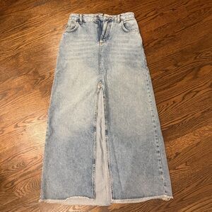 Pilcro - Light Wash Denim Maxi Skirt with Front Slit - Size 2